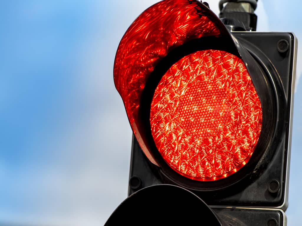a closeup of a red light
